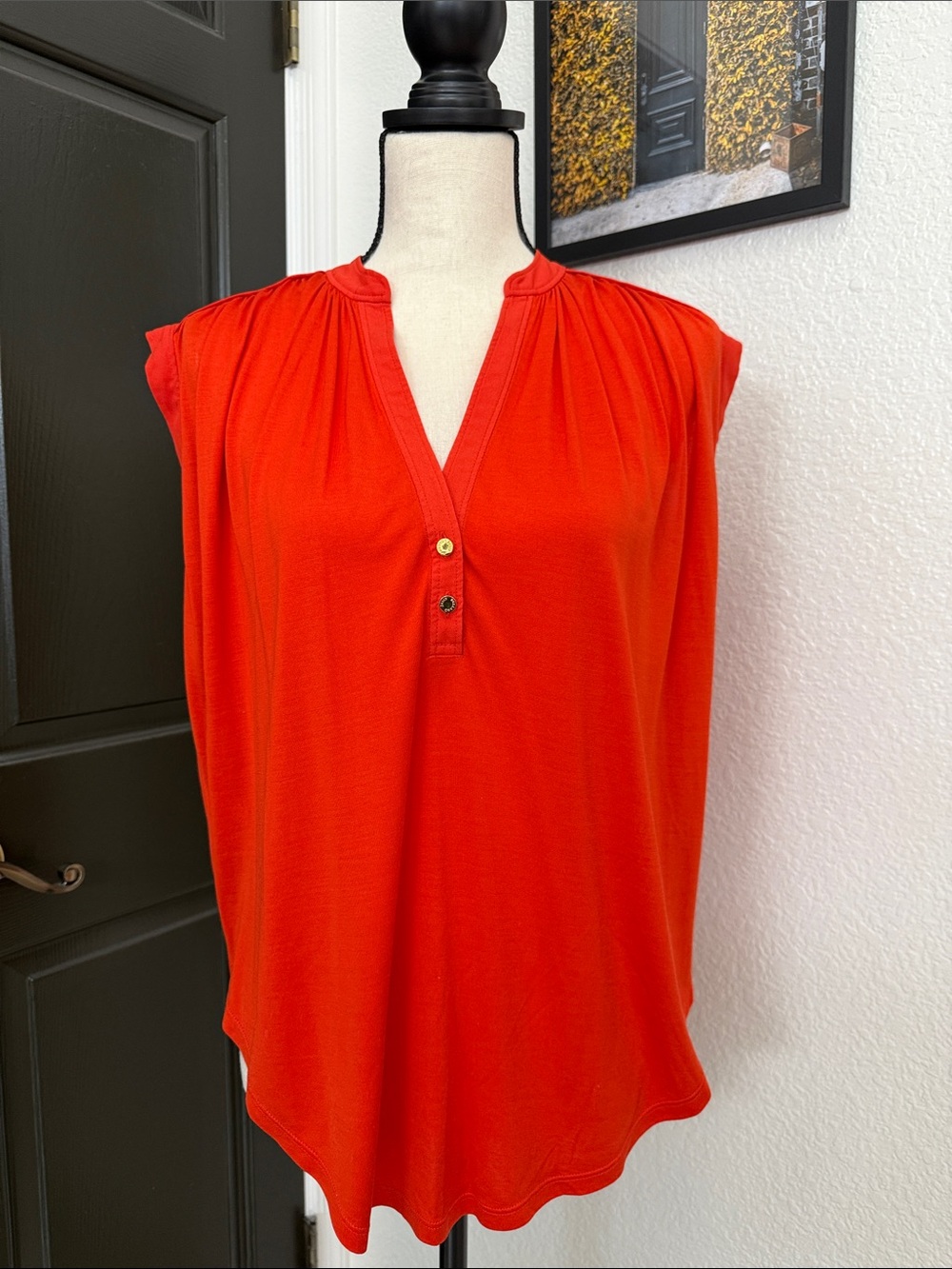 Juicy Couture Bright Orange Sleeveless V-Neck Blouse